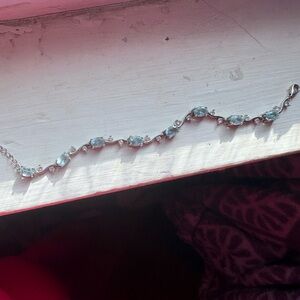 Elegant Silver Bracelet with Blue Gemstones